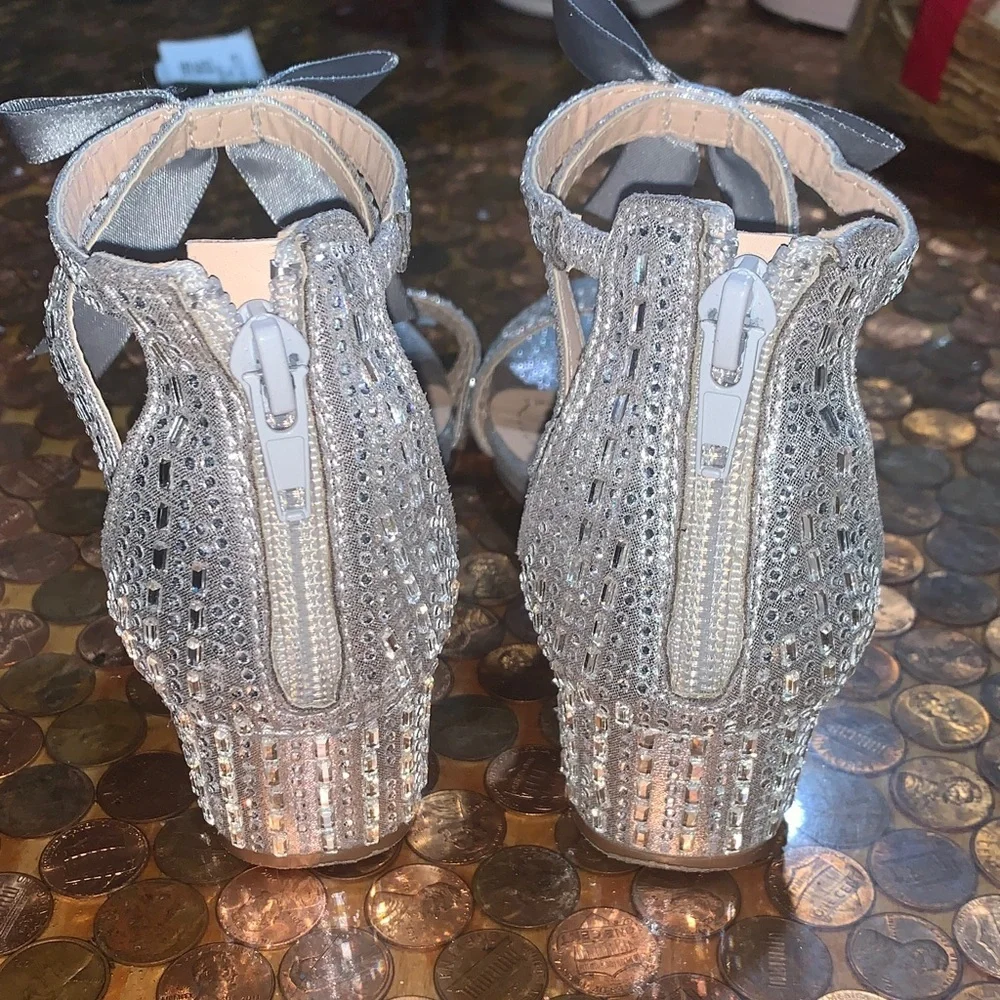 Elegant Silver Kids Dress Shoes with Bow- Bundle of 2 pairs